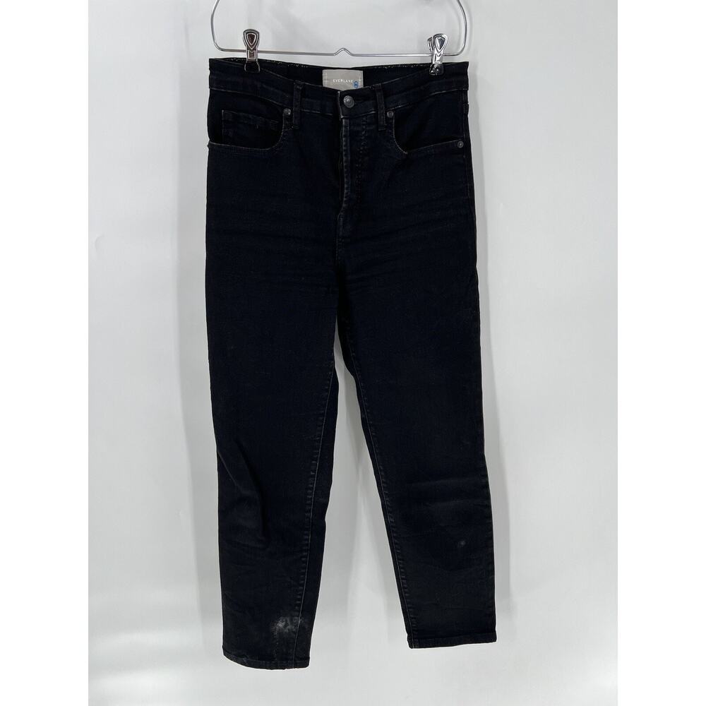 Everlane Jeans Womens 30 Black Denim Skinny Straight Leg High Rise Casual Logo